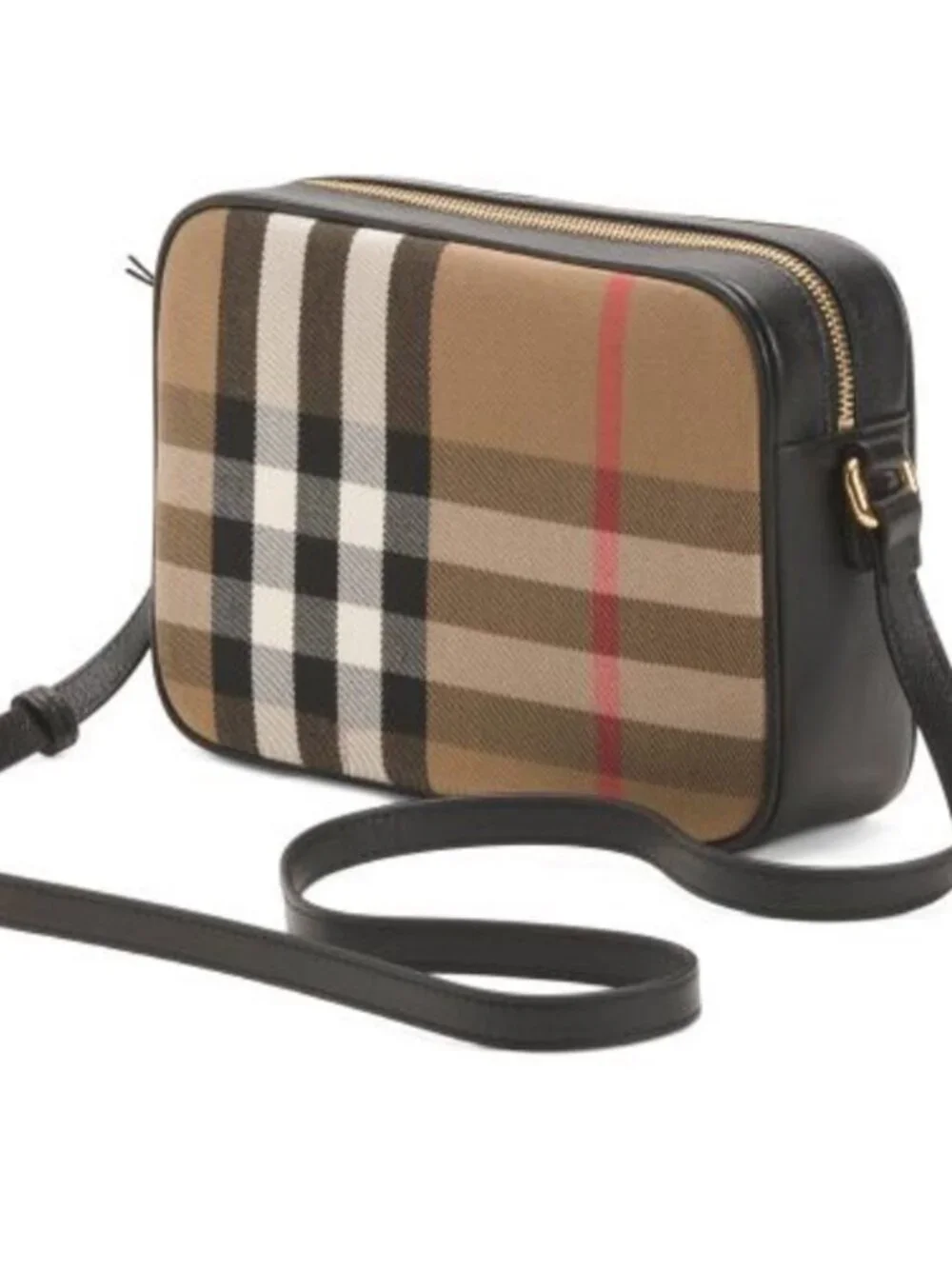 Burberry Classic Check Crossbody Bag in Tan and Black